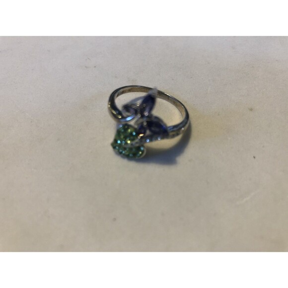 Beautiful Sterling Silver Butterfly Flower Ring Colorful Swarovski Crystal SZ8.5 - Picture 5 of 8